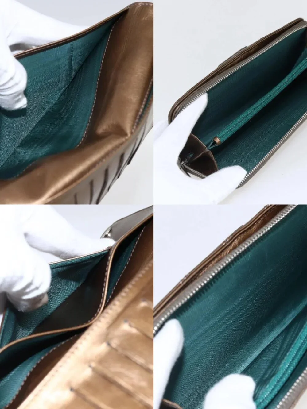 CHANEL Bicolore Long Wallet Leather Gold CC Auth LNZ276V